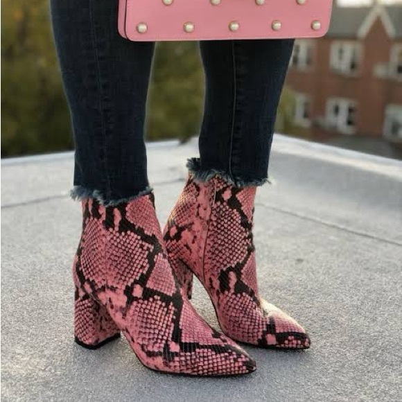 Alice + Olivia Shoes - Alice + Olivia Pink Snake-Print Boots